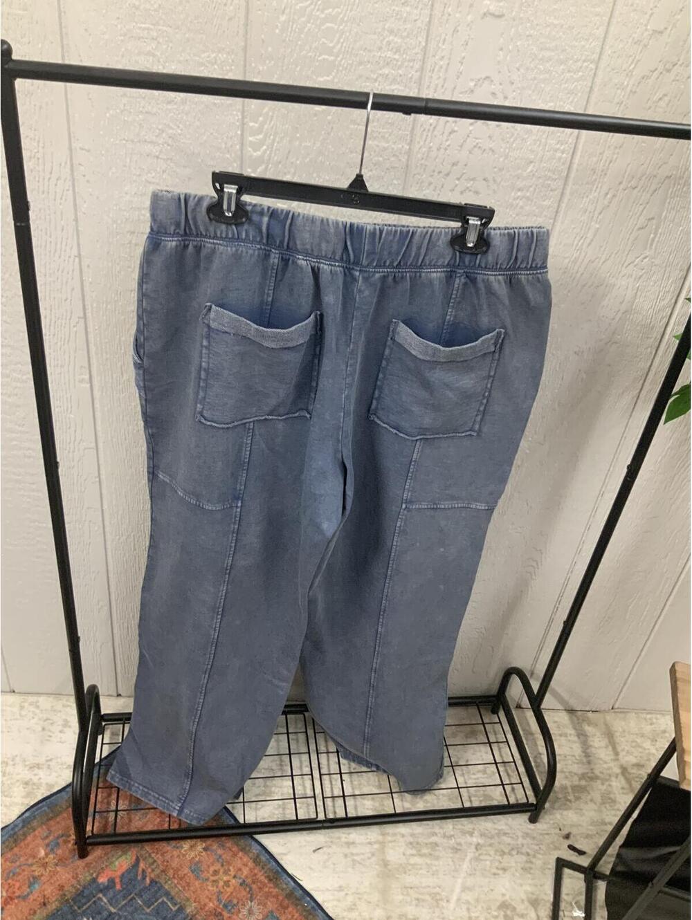 LOGO  Lounge by Lori Goldstein Wide Leg Pants Size LARGE-denim color - Picture 2 of 7
